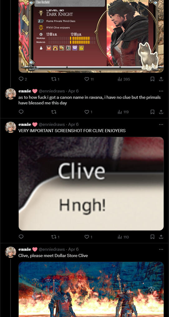 Current Content Current Content: screaming about Clive